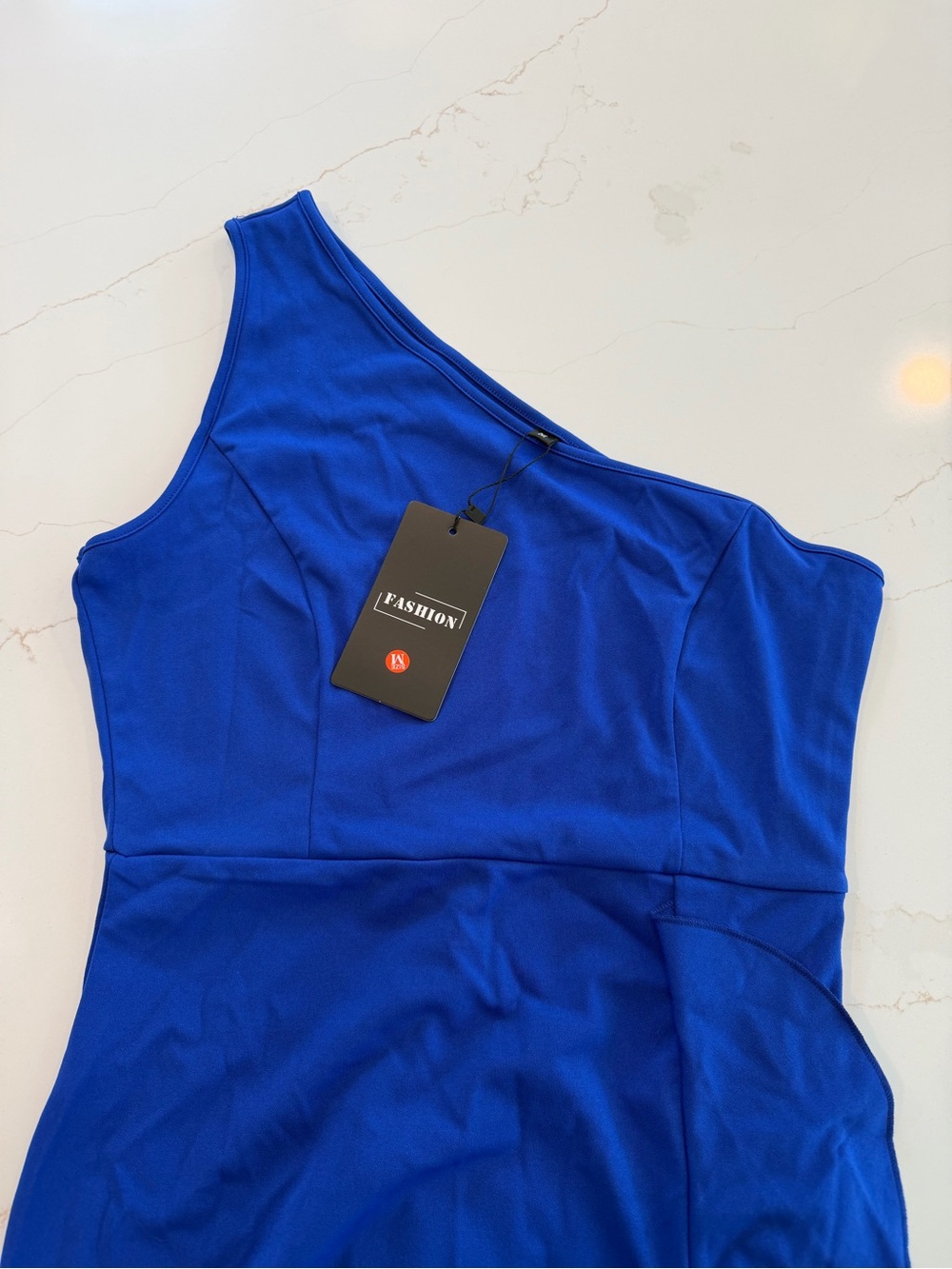 Fashion One-Shoulder Cobalt Maxi Dress #399